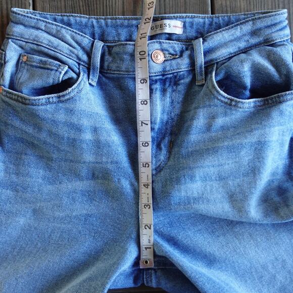 Guess Jeans Womens 28 Blue Wide Leg High Rise Raw Hem Crop Denim Frayed Stretch - Picture 6 of 10